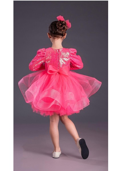 Aden Pullu Payetli Tütü Kabarık Doğum Günü 23 Nisan Parti Kostüm Uzun Kollu Abiye Kız Çocuk Elbisesi fiyatları