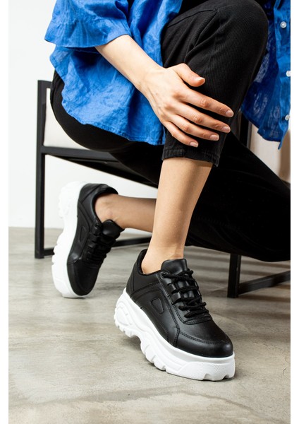 Günlük Kadın Spor Ayakkabı Yüksek Taban 6 cm Sneaker Siyah - Beyaz - Bej - Rugan - Süet 001