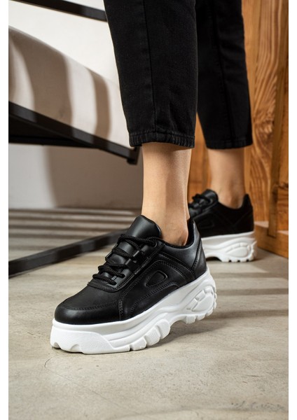 Günlük Kadın Spor Ayakkabı Yüksek Taban 6 cm Sneaker Siyah - Beyaz - Bej - Rugan - Süet 001 fiyatları