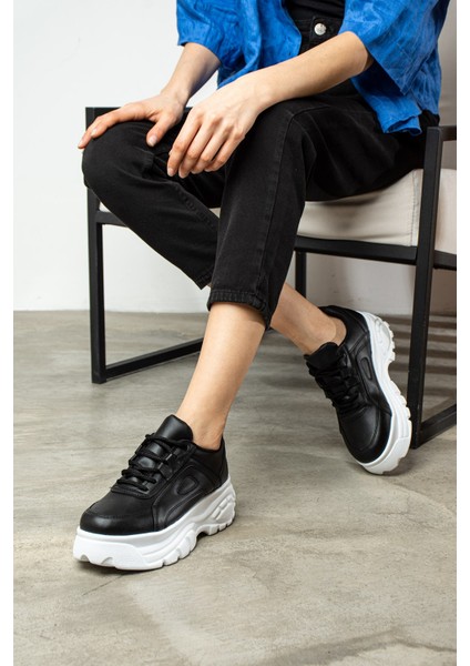 Günlük Kadın Spor Ayakkabı Yüksek Taban 6 cm Sneaker Siyah - Beyaz - Bej - Rugan - Süet 001 modelleri