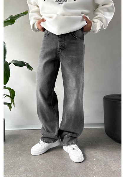 Acid Wash Basic Baggy Antrasit Jean fırsatları