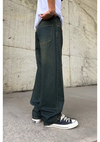 Çizgili Super Yeşil Baggy Jean fiyatları