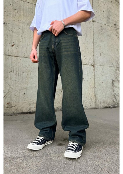 Çizgili Super Yeşil Baggy Jean fırsatları