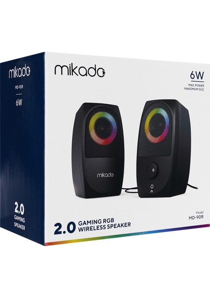 MD-90R 2.0 5W * 2 Siyah Bluetooth Rgb 2.0 Gaming Speaker