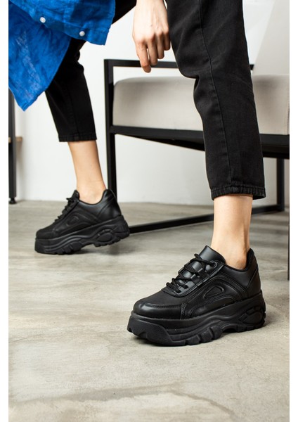 Günlük Kadın Spor Ayakkabı Yüksek Taban 6 cm Sneaker Siyah - Beyaz - Bej - Rugan - Süet 001