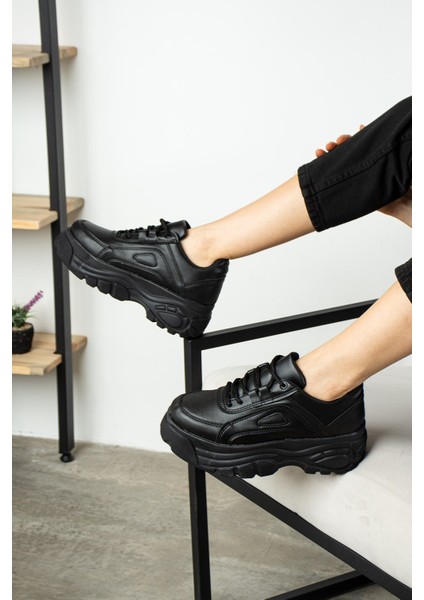 Günlük Kadın Spor Ayakkabı Yüksek Taban 6 cm Sneaker Siyah - Beyaz - Bej - Rugan - Süet 001 fiyatları