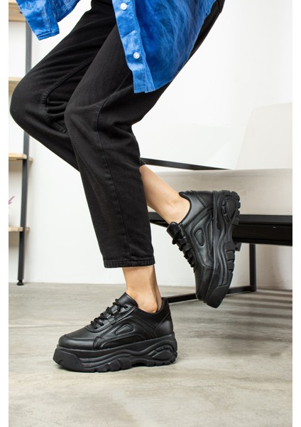 Günlük Kadın Spor Ayakkabı Yüksek Taban 6 cm Sneaker Siyah - Beyaz - Bej - Rugan - Süet 001 modelleri