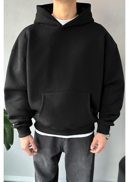 Basic Oversize Siyah Hoodie modelleri