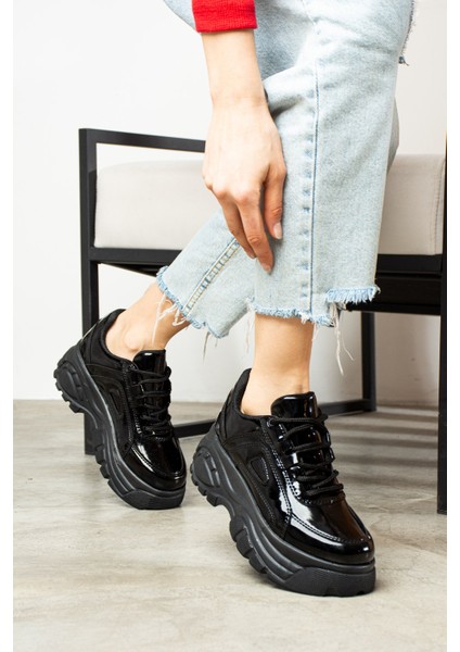 Günlük Kadın Spor Ayakkabı Yüksek Taban 6 cm Sneaker Siyah - Beyaz - Bej - Rugan - Süet 001 fiyatları