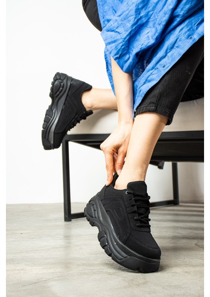 Günlük Kadın Spor Ayakkabı Yüksek Taban 6 cm Sneaker Siyah - Beyaz - Bej - Rugan - Süet 001 fiyatları