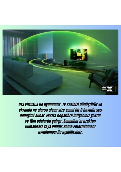 Phılıps Subwoofer, Maks. 320 W / 160 W Rms, 2.1 Kanal, Dolby Atmos, Bluetooth Soundbar