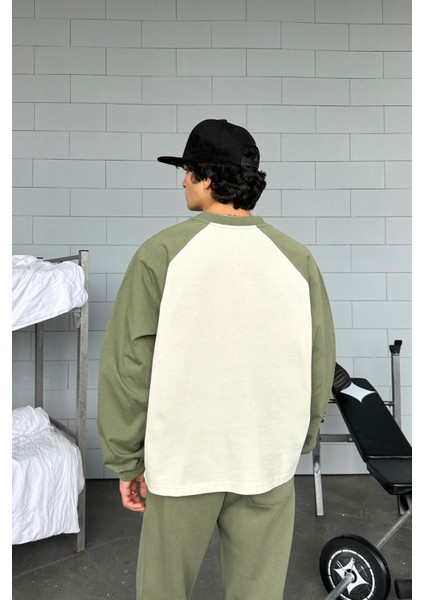 Atelier Reglan Kol Oversize Haki Long Sleeve Tişört modelleri