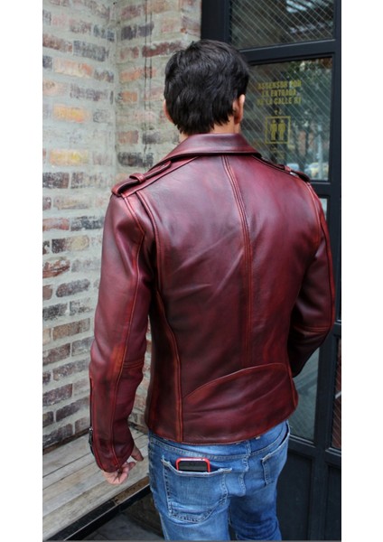 Prof Model Silme Hakiki Koyun Derisi Bordo Renk Biker Mont fiyatları