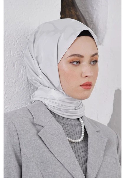 Gümüş Gri Loryan Scarf Jakar Stone Şal