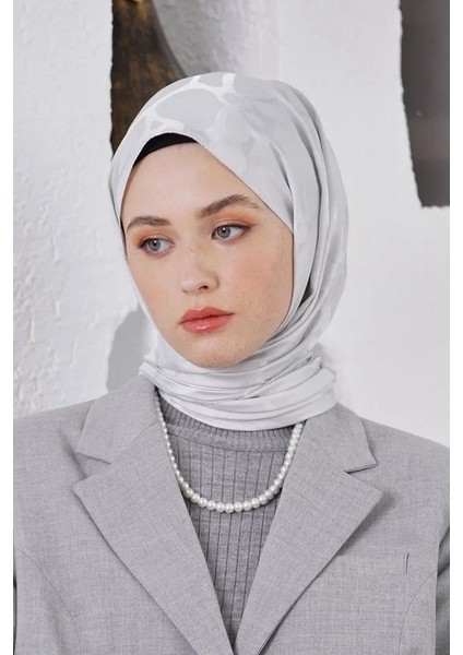 Gümüş Gri Loryan Scarf Jakar Stone Şal modelleri