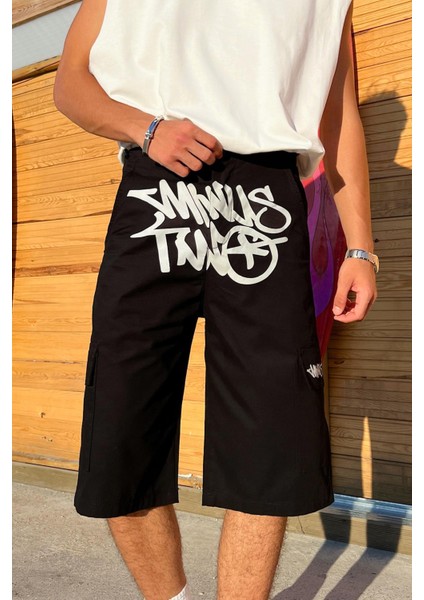 Graffiti Gri Baskılı Baggy Şort modelleri