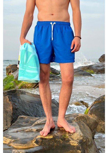 Basic Saks Mavi Deniz Şortu