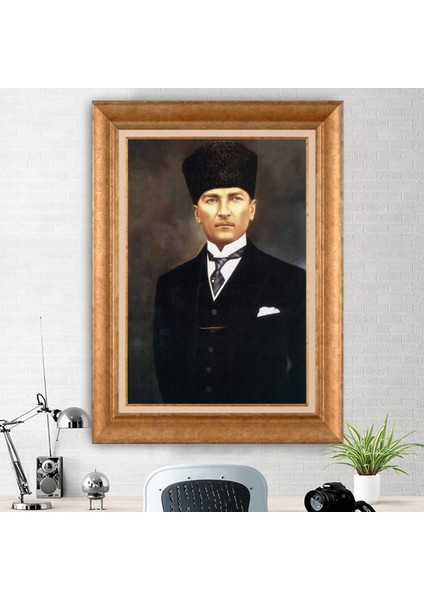 Özel Altın Seri Paspartulu Mustafa Kemal Atatürk Tablo ZD121