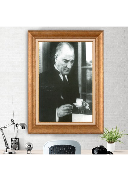 Özel Altın Seri Paspartulu Mustafa Kemal Atatürk Tablo ZD112