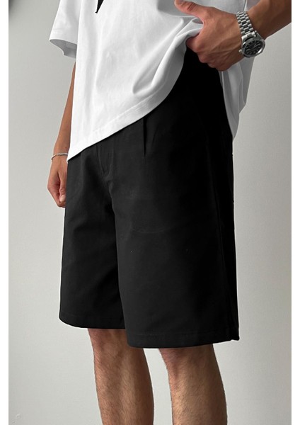 Gabardin Kumaş Siyah Basic Şort modelleri