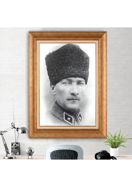 Özel Altın Seri Paspartulu Mustafa Kemal Atatürk Tablo ZD99