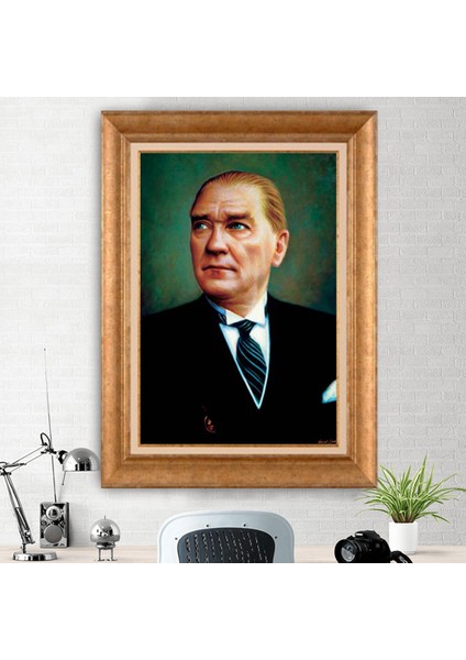 Özel Altın Seri Paspartulu Mustafa Kemal Atatürk Tablo ZD152