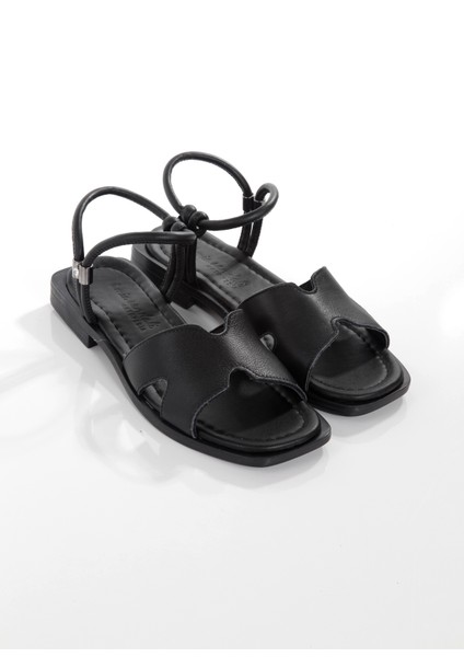 MİA028-3013 Deri Kadın Günlük Ortopedik Siyah Tatil Sandaleti modelleri