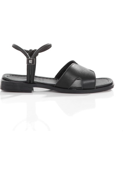 MİA028-3013 Deri Kadın Günlük Ortopedik Siyah Tatil Sandaleti fırsatları