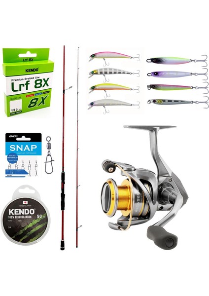 Yekoutdoor Profesyonel Lrf Seti Okuma Red Spin 7'0'' 2.12 cm 1-12 gr 2 Parça&okuma Avenger AV-1000A 6+1bb Olta Makinesi