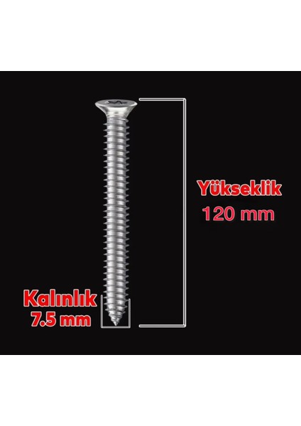 7.5X120 mm Sivri Uçlu Dübelsiz Beton Buldeks Vidası (50 Adet)