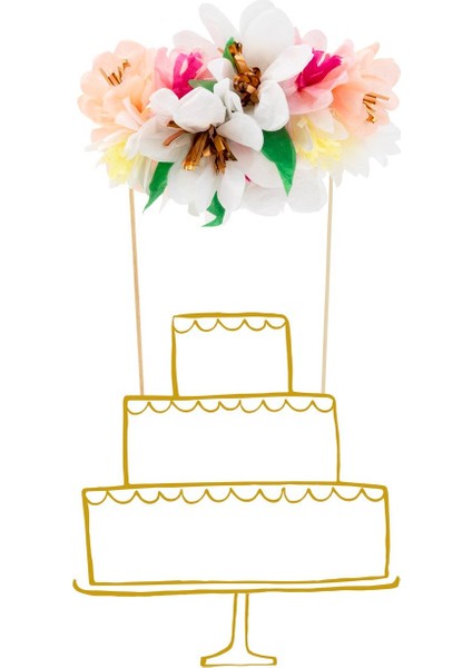 - Flower Bouquet Cake Topper - Çiçek Buketi Pasta Süsü