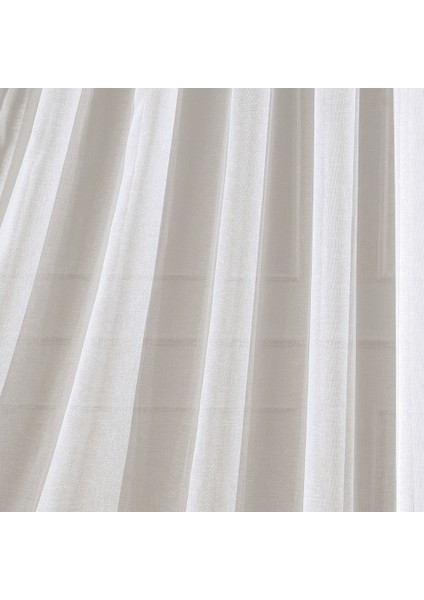 Keten Krem 1 x 3 Sık Pile Tül Perde modelleri