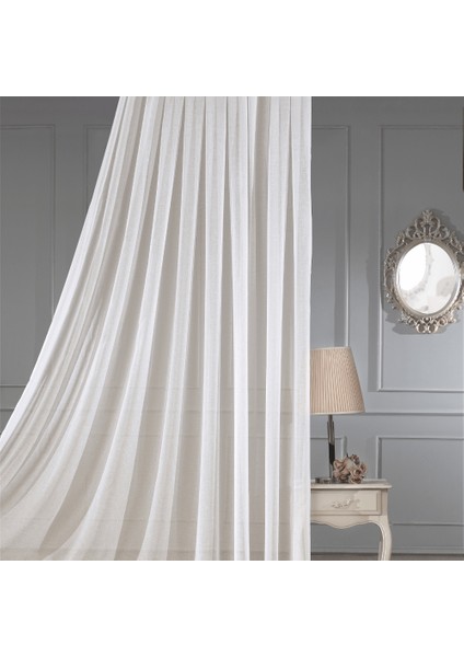 Keten Krem 1 x 3 Sık Pile Tül Perde
