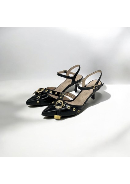 Kadın Çift Bantlı Üst Toka Detaylı Stiletto