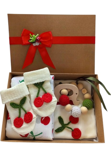 Hoşgeldin Bebek, Yenidoğan Kız Bebek, Kiraz Motifli Hediye Seti