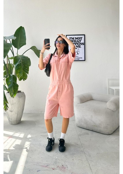 Piggie Denim Şort Tulum