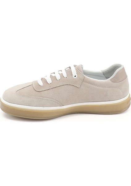 Erkek Vizon Bağcıklı Hakiki Deri Comfort Sneaker