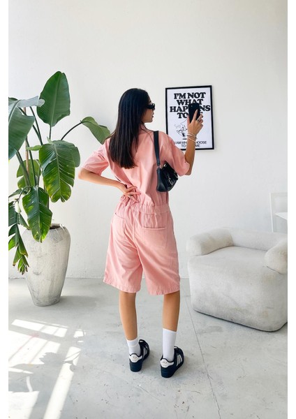 Piggie Denim Şort Tulum