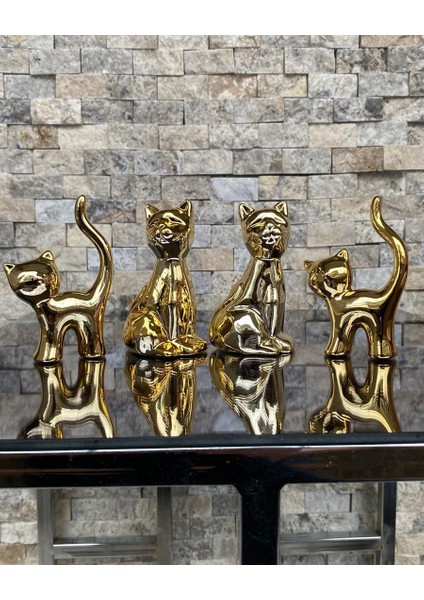 4'lü Kedi Köpek Hediyelik Dekoratif Obje