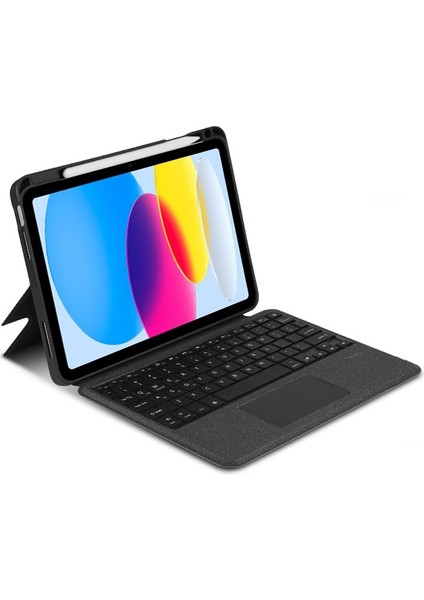 Apple iPad (11. Nesil) A16 2025 Uyumlu Mag Touchpad Blutooth Işıklı Standlı Klavyeli Kılıf