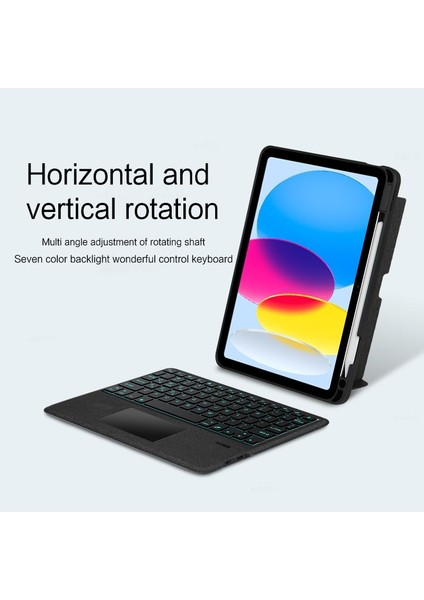 Apple iPad (11. Nesil) A16 2025 Uyumlu Mag Touchpad Blutooth Işıklı Standlı Klavyeli Kılıf