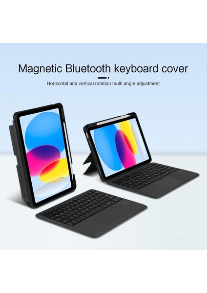 Apple iPad (11. Nesil) A16 2025 Uyumlu Mag Touchpad Blutooth Işıklı Standlı Klavyeli Kılıf