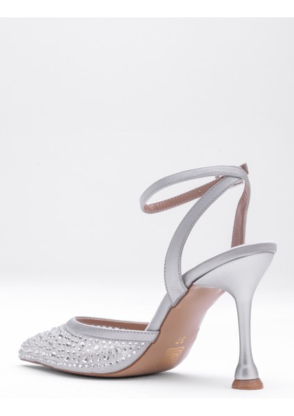 Nıght Topuklu Stiletto Bilekten Kemerli Parlak Taşlı Parti Konsepti Özel Düğün Ayakkabısı