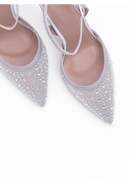 Nıght Topuklu Stiletto Bilekten Kemerli Parlak Taşlı Parti Konsepti Özel Düğün Ayakkabısı