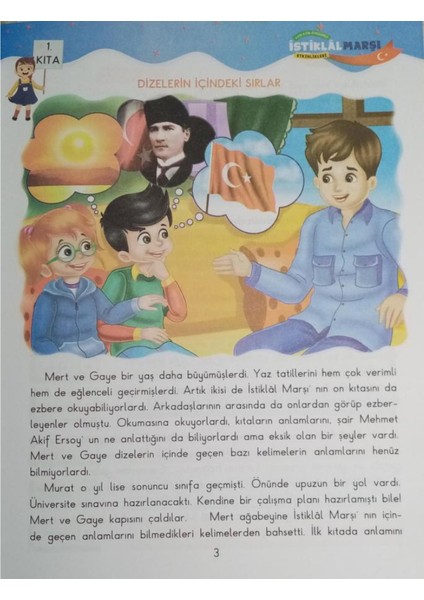 3. Sınıf Istiklal Marşı Temalı Okuma Anlama Kitabı Etkinlikli 10 Kıta Için Özel Hikaye Metinleri fırsatları
