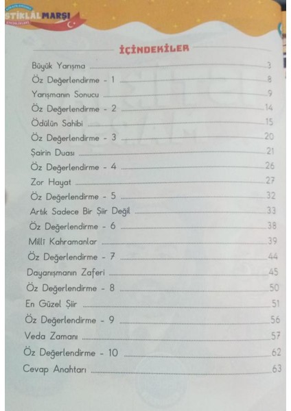 4. Sınıf Istiklal Marşı Temalı Okuma Anlama Kitabı Etkinlikli 10 Kıta Için Özel Hikaye Metinleri fiyatları