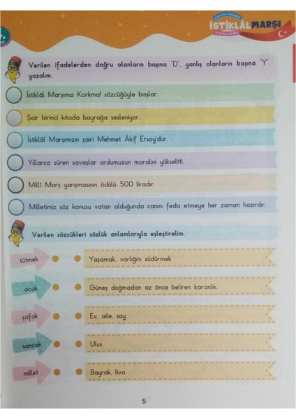 4. Sınıf Istiklal Marşı Temalı Okuma Anlama Kitabı Etkinlikli 10 Kıta Için Özel Hikaye Metinleri modelleri
