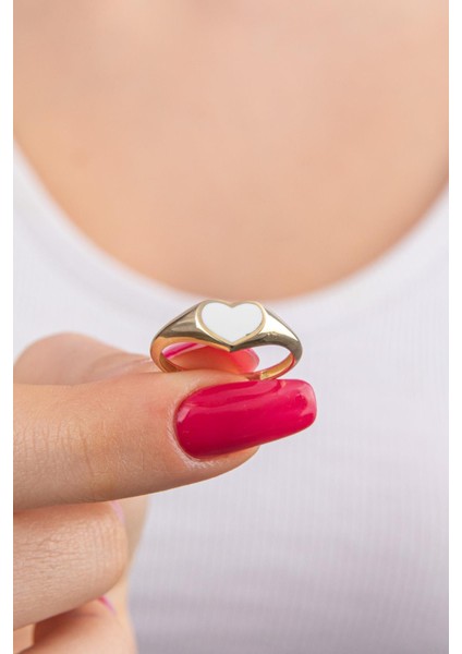 14 Ayar Altın Beyaz Kalp Yüzük fırsatları