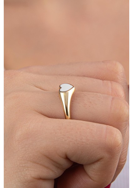 14 Ayar Altın Beyaz Kalp Yüzük indirimleri