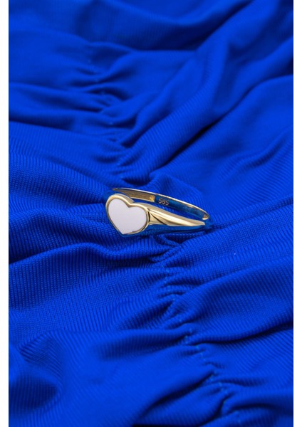 14 Ayar Altın Beyaz Kalp Yüzük